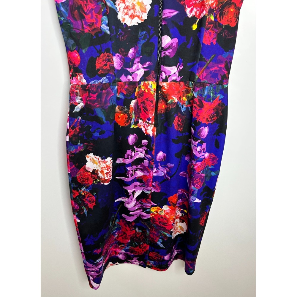 Betsey Johnson Floral Scuba Sheath Dress Size 12 Cap Sleeve Cocktail Romantic - Picture 8 of 12